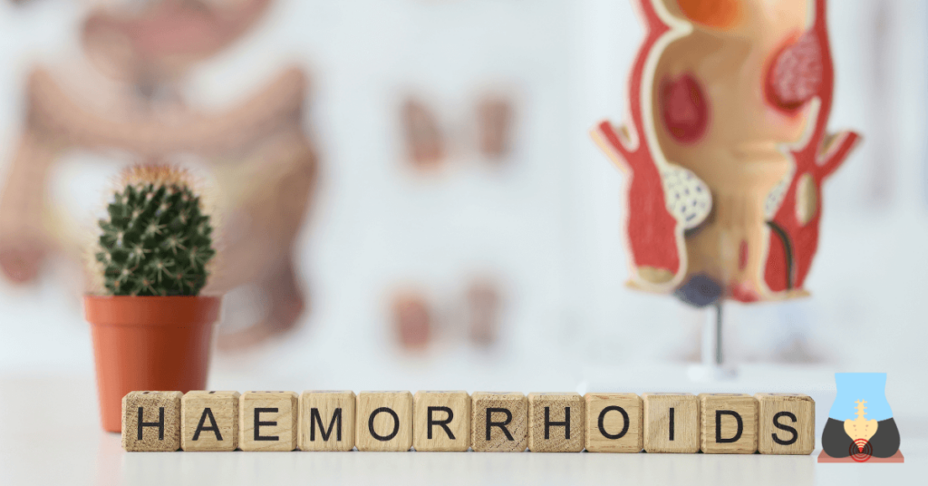 Hemorrhoids Made of Wooden Cubes against Model.