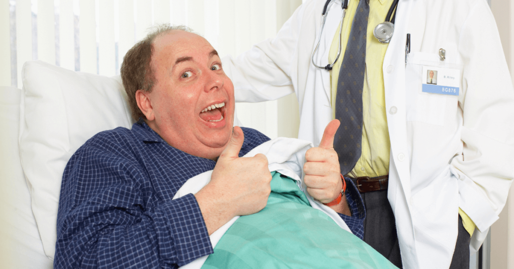 Patient celebrating successful anal fistula treatment